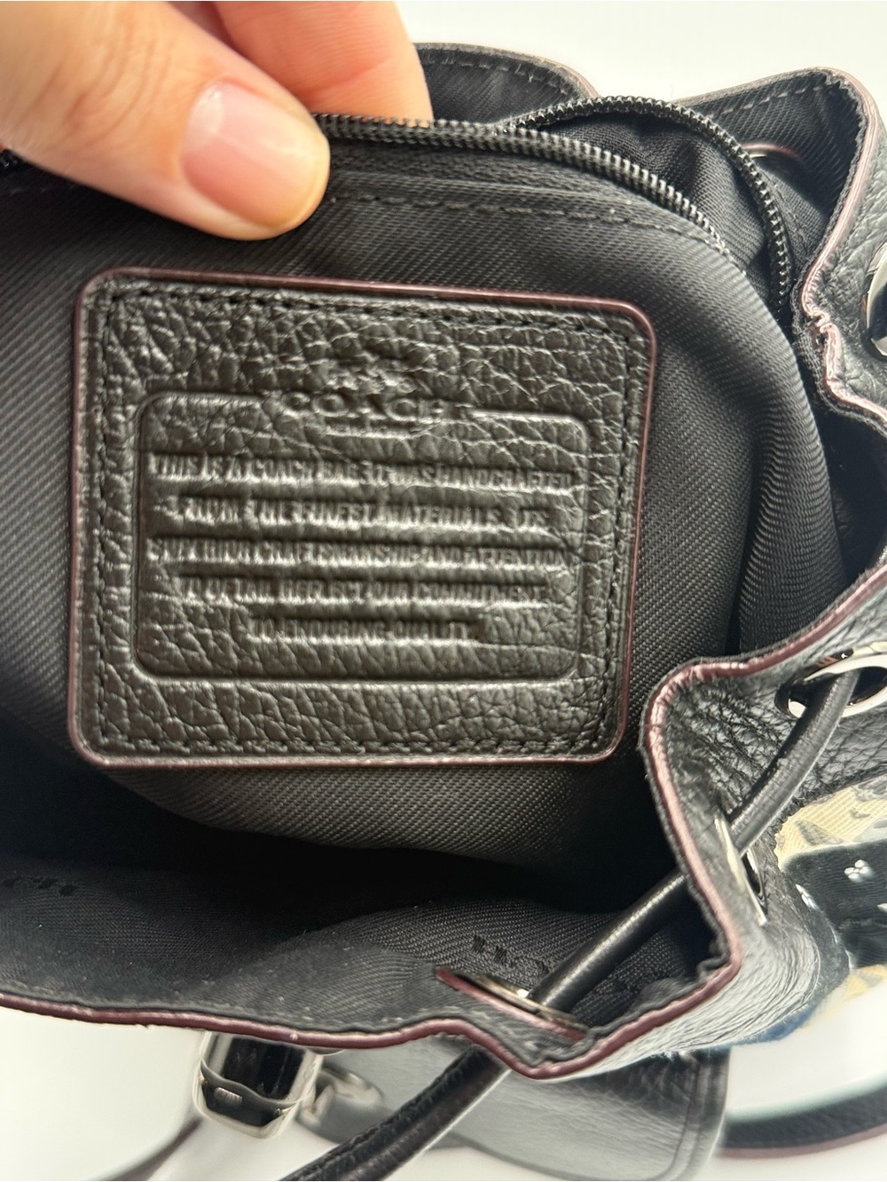 Coach Canyon Black Leather Backpack with Denim Patchwork - Picture 9 of 12